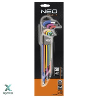 Klucze Torx T10-50, zestaw 9 szt., kolorowe NEO TOOLS