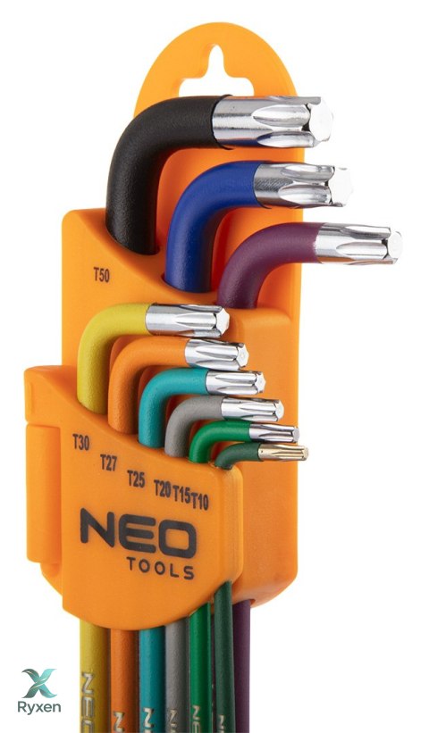 Klucze Torx T10-50, zestaw 9 szt., kolorowe NEO TOOLS