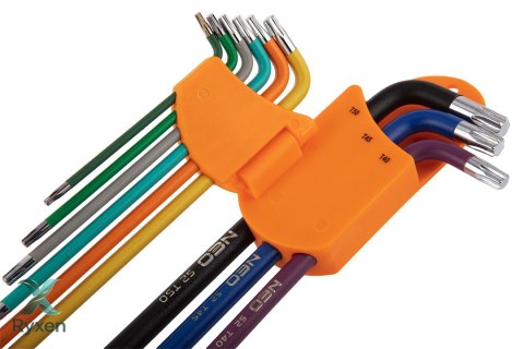 Klucze Torx T10-50, zestaw 9 szt., kolorowe NEO TOOLS