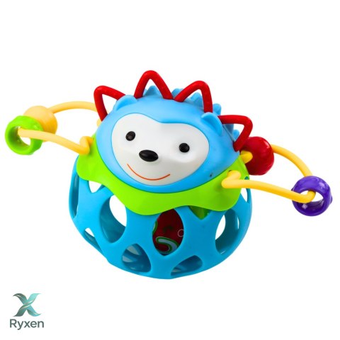 Miękka Piłka Jeż Kulka Z Grzechotką Zabawka Sensoryczna Niebieska LEAN TOYS