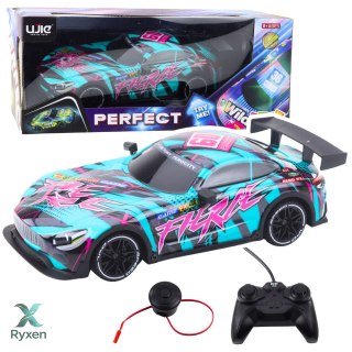 Samochód Wyścigowy Zdalnie Sterowane RC Podświetlana Karoseria Turkusowy LEAN TOYS