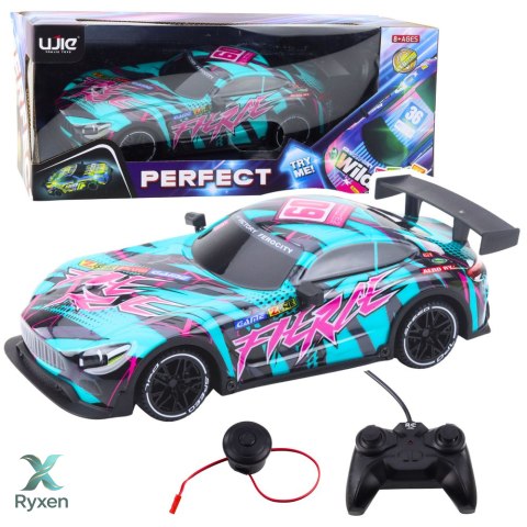 Samochód Wyścigowy Zdalnie Sterowane RC Podświetlana Karoseria Turkusowy LEAN TOYS
