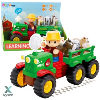Traktor Edukacyjny Interaktywny Dla Malucha Zwierzęta Światła Dźwięki LEAN TOYS