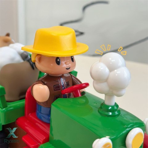 Traktor Edukacyjny Interaktywny Dla Malucha Zwierzęta Światła Dźwięki LEAN TOYS