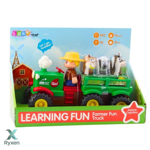 Traktor Edukacyjny Interaktywny Dla Malucha Zwierzęta Światła Dźwięki LEAN TOYS