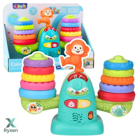 Waga Interaktywna Edukacyjna Dla Malucha Klocki Dźwięki Melodie Małpka LEAN TOYS