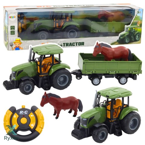 Zestaw Traktor Z Przyczepą i Koniem Zdalnie Sterowany RC LEAN TOYS
