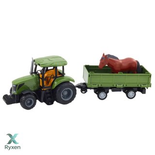 Zestaw Traktor Z Przyczepą i Koniem Zdalnie Sterowany RC LEAN TOYS