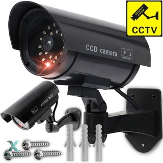 Kamera atrapa zewnętrzna ścienna z diodą migającą ir led monitoring + kołki - e057-2 RTO
