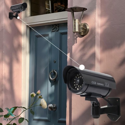 Kamera atrapa zewnętrzna ścienna z diodą migającą ir led monitoring + kołki - e057-2 RTO
