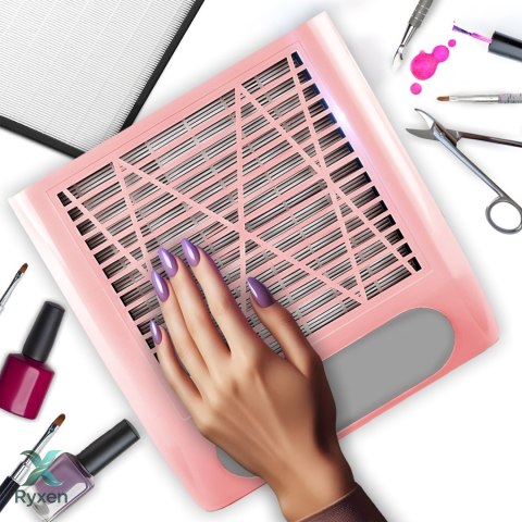 Pochłaniacz pyłu 80w kasetowy do paznokci manicure bezworkowy mocny + filtr RTO