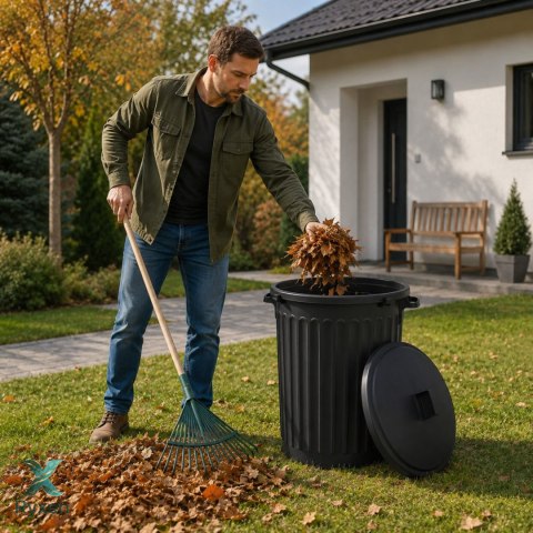 Kosz na odpady 80L z pokrywą zatrzaskową, czarny EDA