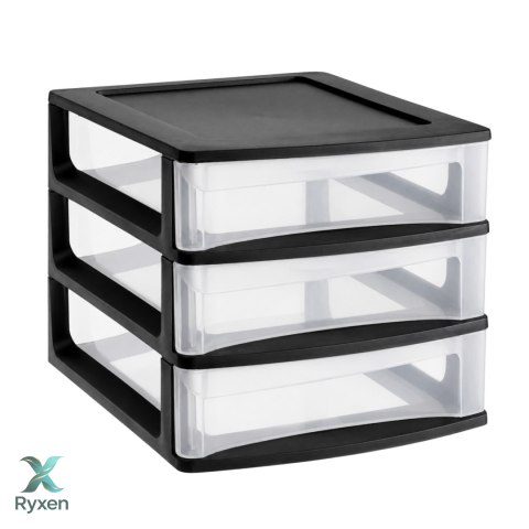 Organizer z szufladami 3A6 18x21,5x16,1 cm czarny z transparentnymi szufladami EDA