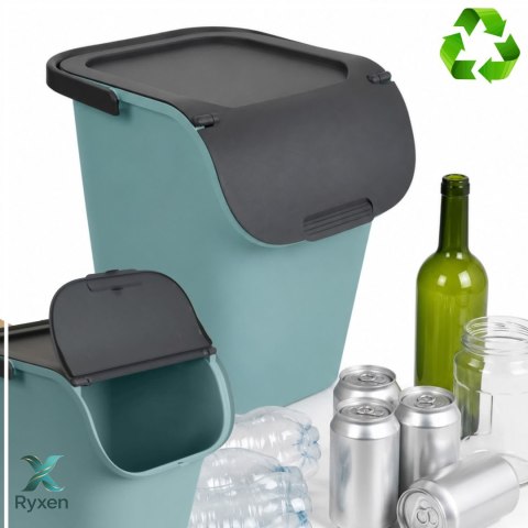 Pojemnik do segregacji 40L 32x16cm z pokrywą, eukaliptusowa zieleń/antracyt EDA