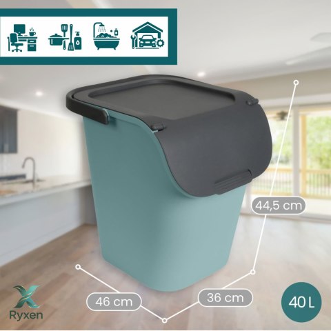 Pojemnik do segregacji 40L 32x16cm z pokrywą, eukaliptusowa zieleń/antracyt EDA