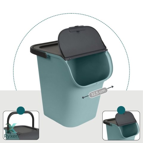 Pojemnik do segregacji 40L 32x16cm z pokrywą, eukaliptusowa zieleń/antracyt EDA