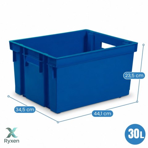 Pojemnik magazynowy 30L z uchwytami, niebieski, polipropylen 44,1x34,5x23,5cm EDA