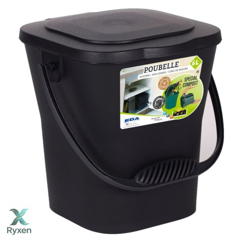 Pojemnik na odpady organiczne 6L szczelny z uchwytem, antracytowy EDA