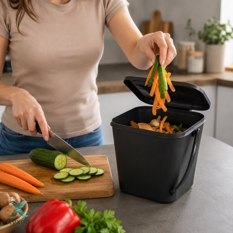 Pojemnik na odpady organiczne 6L szczelny z uchwytem, antracytowy EDA