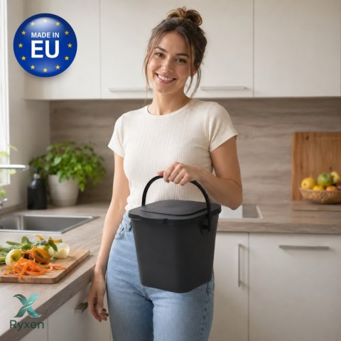 Pojemnik na odpady organiczne 6L szczelny z uchwytem, antracytowy EDA
