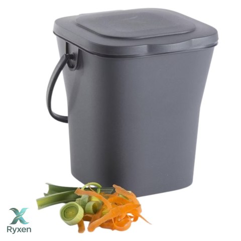 Pojemnik na odpady organiczne 6L szczelny z uchwytem, antracytowy EDA