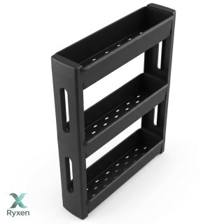 Regał mobilny 3 półki 12cm z kółkami, grafitowy EDA
