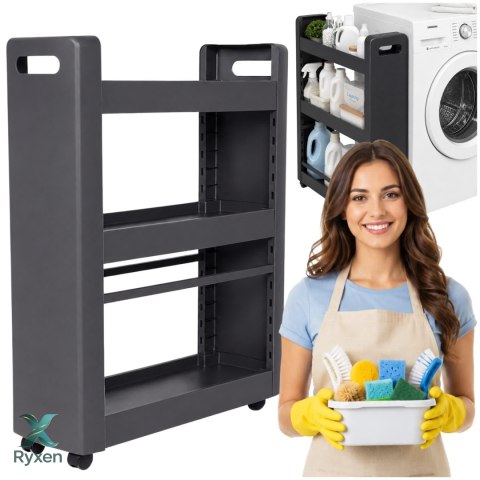 Szafka na kółkach 3 półki 60x22x79cm, antracytowa, z polipropylenu EDA