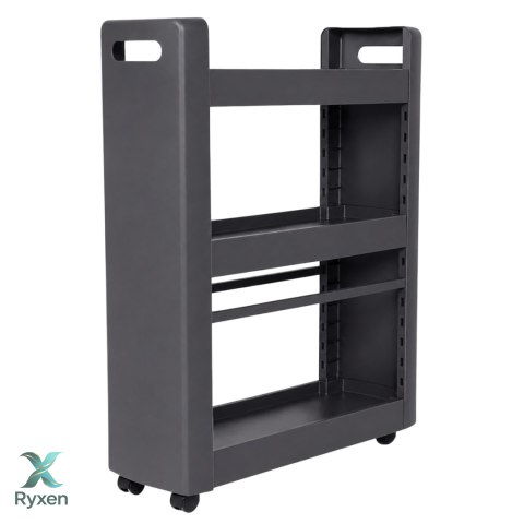 Szafka na kółkach 3 półki 60x22x79cm, antracytowa, z polipropylenu EDA