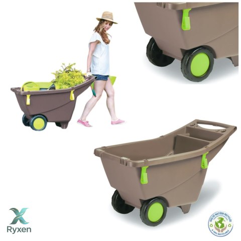 Taczka ogrodowa 140L z tworzywa z recyklingu 2 koła, z uchwytami, zielona EDA