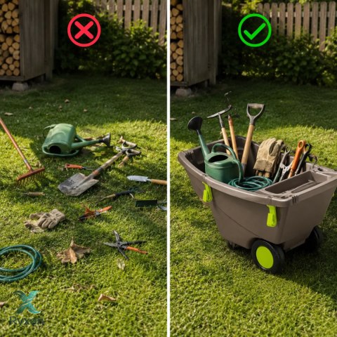 Taczka ogrodowa 140L z tworzywa z recyklingu 2 koła, z uchwytami, zielona EDA