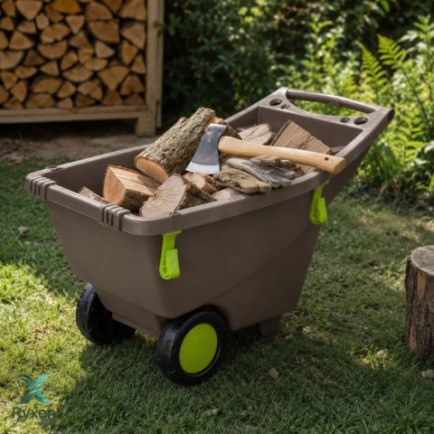 Taczka ogrodowa 140L z tworzywa z recyklingu 2 koła, z uchwytami, zielona EDA