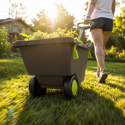 Taczka ogrodowa 140L z tworzywa z recyklingu 2 koła, z uchwytami, zielona EDA