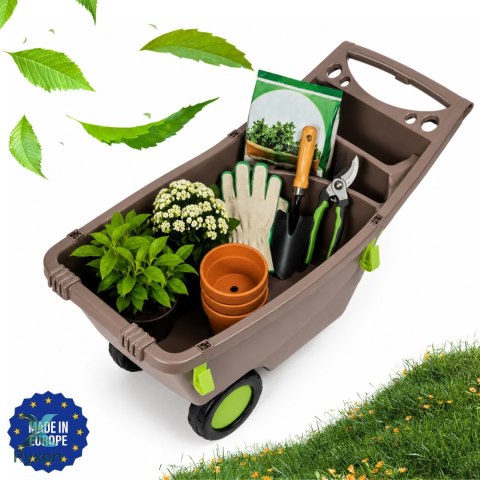 Taczka ogrodowa 140L z tworzywa z recyklingu 2 koła, z uchwytami, zielona EDA