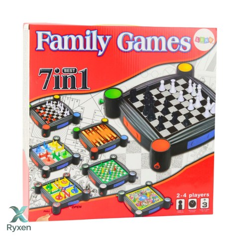 Zestaw Gier Planszowych 7w1 Warcaby Chińczyk Węże i Drabiny Tryktrak Ludo