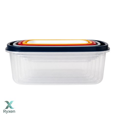 Zestaw pojemników plastikowych na żywność 0,22L, 0,40L, 0,60L, 1,0L i 1,5L wielokolorowe