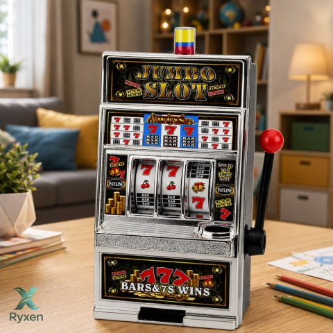 Automat do Gry Slot Kasyno Skarbonka Duża Wyrzutnia Monet Światła Dźwięki