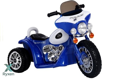 Motor na Akumulator Trójkołowy JT568 Policja Dla Dzieci LED Niebieski