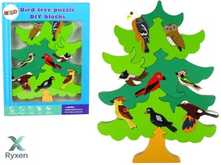 Drewniane Drzewo Ptaki Leśne DIY Klocki Drewniane Puzzle Trójwymiarowa