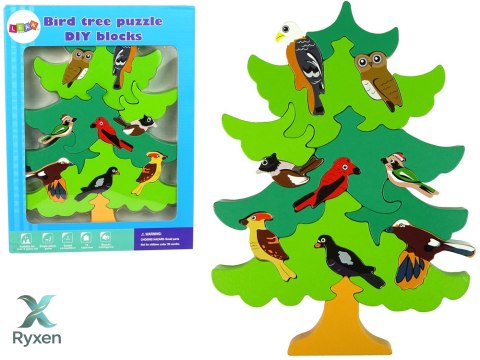 Drewniane Drzewo Ptaki Leśne DIY Klocki Drewniane Puzzle Trójwymiarowa