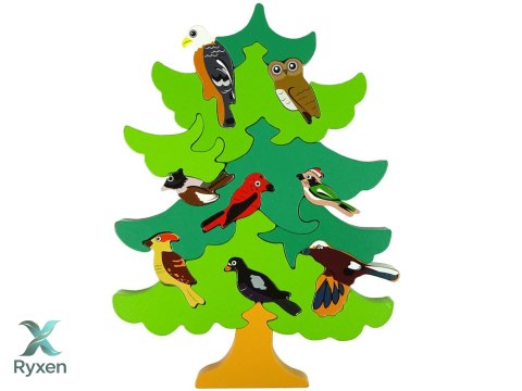 Drewniane Drzewo Ptaki Leśne DIY Klocki Drewniane Puzzle Trójwymiarowa