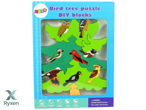 Drewniane Drzewo Ptaki Leśne DIY Klocki Drewniane Puzzle Trójwymiarowa