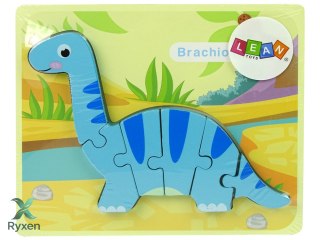Drewniane Puzzle Dinozaur Brachiosaur Niebieski