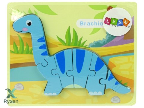 Drewniane Puzzle Dinozaur Brachiosaur Niebieski
