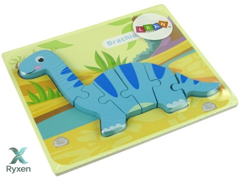 Drewniane Puzzle Dinozaur Brachiosaur Niebieski