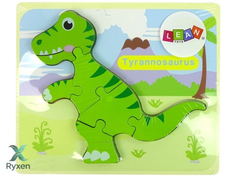 Drewniane Puzzle Dinozaur Isanosaurus Tyranosaurus Zielony