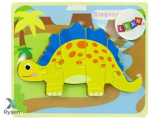 Drewniane Puzzle Dinozaur Stegosaurus Żółty Oviraptor Żółty