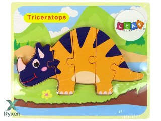 Drewniane Puzzle Dinozaury Triceratops Ankylosaurus Pomarańczowy
