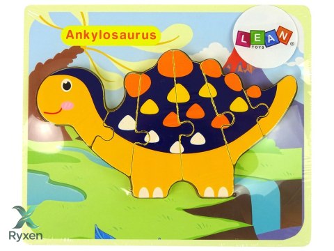 Drewniane Puzzle Dinozaury Triceratops Ankylosaurus Pomarańczowy