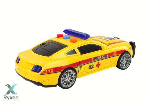 Sportowe Auto Ambulans Światła Dźwięk Żółty Napęd