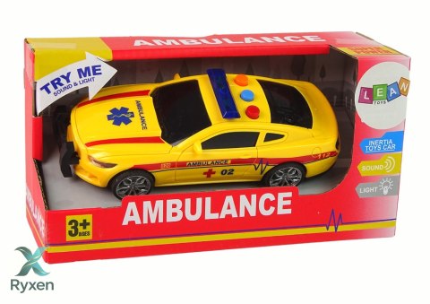 Sportowe Auto Ambulans Światła Dźwięk Żółty Napęd